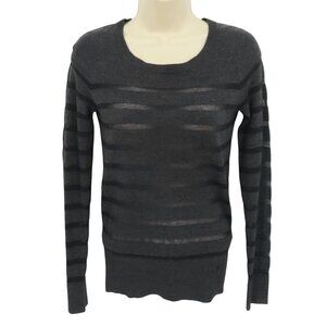 Nike Golf Women Extra Small XS Gray Black Sheer Stripe Long Sleeve Sweater Shirt